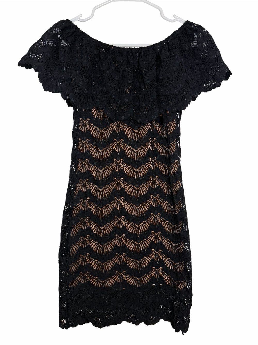 Nightcap Black Lace Dress with Nude Lining - Picture 2 of 9